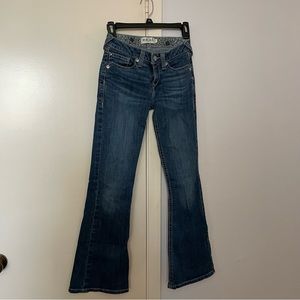 Ariat Kids Girls Real Darlene Irvine Wash Flared Denim Jeans Sz 14 Ex Condition